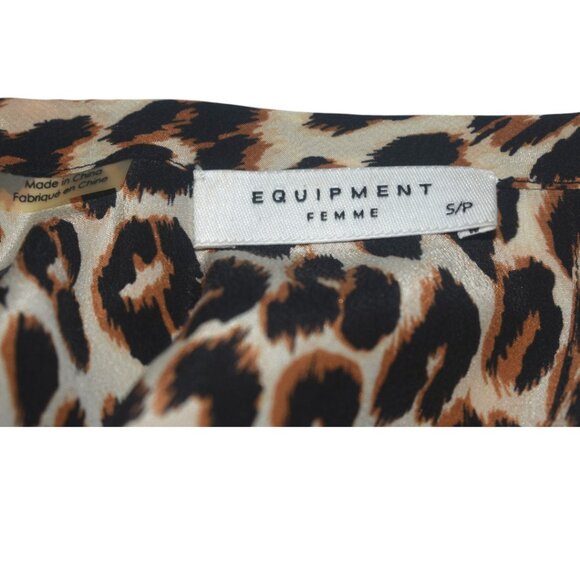 Equipment Femme Aubrey Silk Animal Leopard Print Shift Tunic Dress Pockets S - Picture 7 of 10